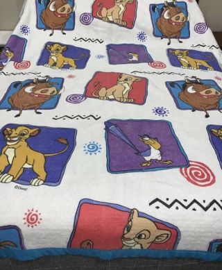 Vtg Disney Lion King Blanket Simba Nala Zazu Pumbaa Timon Polyester Acrylic Twin
