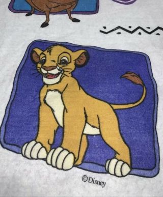 Vtg Disney Lion King Blanket Simba Nala Zazu Pumbaa Timon Polyester Acrylic Twin 3
