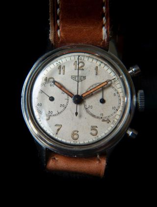Vintage Heuer Pre - Carrera Big Eyes Chronograph Watch With Landeron 13 Movement