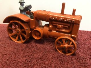 Vintage Cast Iron Allis Chalmers Tractor,  With Steel Wheels & Farmer Tractor Dri