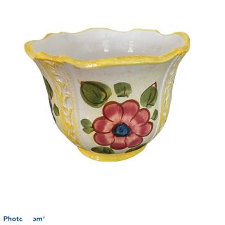 Ceramic Hand Painted Flower Pot Made In Italy