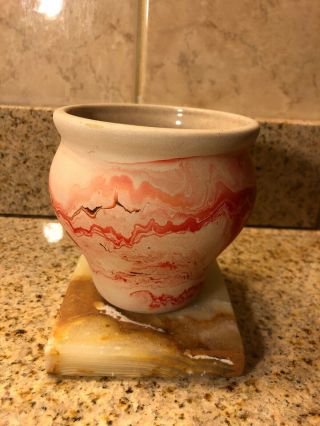 Nemadji Usa Indian Pottery Clay Jar Vase Orange 4 1/2 " Tall