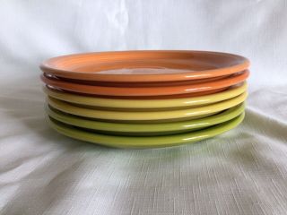 Set Of Six Homer Laughlin China Fiesta Ware 9 Inch Buffet Plates - Three Colors