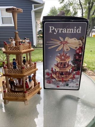 Vintage Christmas Carousel 3 Tier Windmill Pyramid Candle Holder