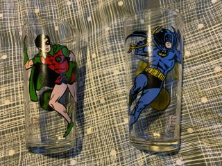 Vintage Batman & Robin Glasses Pepsi Collector Series 1966 1978 Dc Comics