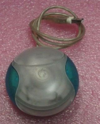 Vintage Apple M4848 Blueberry/teal Imac Hockey Puck Usb Wired Mouse