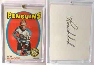 Ron Shock Penguins Vintage Paper Cut Card,  Autograph