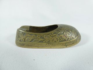 Antique Vintage Solid Brass Indian Shoe Boot Ashtray Ash Tray Made In India B.  S