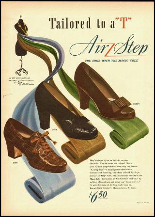 1943 Vintage Ad For Air Step Shoes/wwii Era (101412)