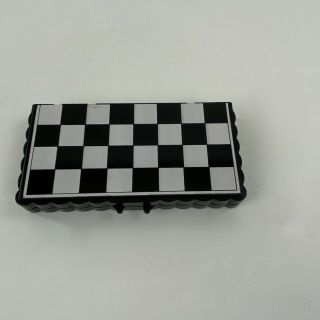 Vintage Travel Chess Checkers Set Magnetic Black White Board Unbranded Small