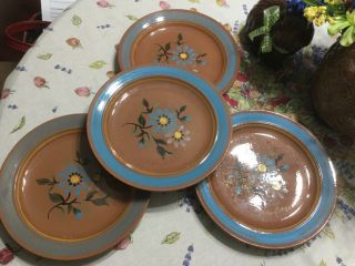Set Of 4 Stangl Dinner Plates,  Morning Blue Pattern