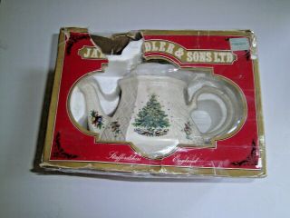 Vtg James Sadler Porcelain Teapot Salem Christmas Eve Made In England Nib 1970 