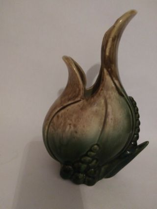 Vintage Hull Pottery Ebb Tide Brown/green Nautical Organic Pod Vase 9 "