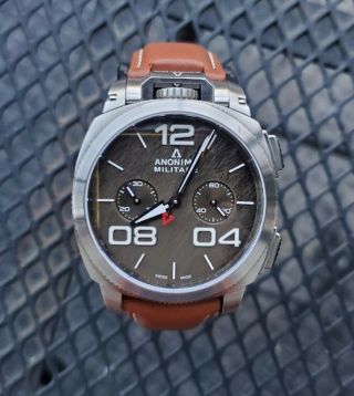 Anonimo Militare Chrono Automatic Watch,  Brown,  43,  4 mm,  AM - 1120.  01.  002.  A02 2