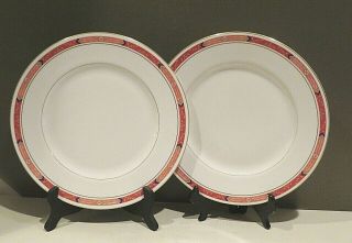 Royal Worcester England Bone China " Beaufort Rust Red " Pair Dinner Plates (more)