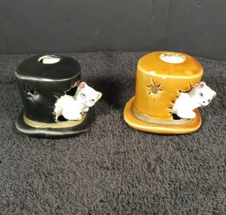 Vintage Made In Japan Cat Hat Toothpick Holders 2 "