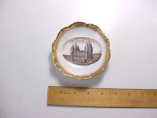 Antique Ceramic Souvenir Dish View Of Mormon Temple Salt Lake City By Calloway