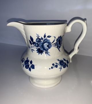 Vintage Lord Nelson Pottery White Pitcher Blue Flowers England 11 - 72