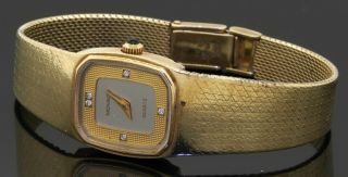 Movado Vintage Heavy 14k Gold High Fashion Diamond Dial Quartz Ladies Watch