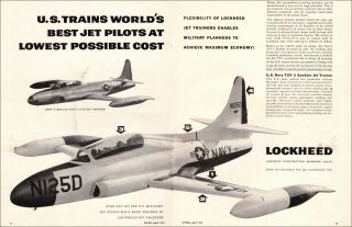 1956 Vintage Aircraft Ad Lockheed Jet Trainers T - 33a Air Force T2v - 1 Navy 061821