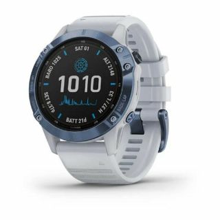 Garmin Fenix 6 Pro Solar Multi - Sport Gps Watch 47mm Mineral Blue / White