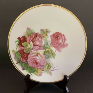 Vintage Ct Altwasser Silesia Germany Plate Hand Painted Rose Floral Gold Trim