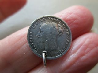 Antique Vintage Victorian Sterling Silver 1886 Bun Heard Coin Fob Charm Pendant