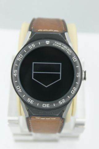 Tag Heuer Connected Sbf8a8001 82ft6110 Smart Watch Mens 45 Modular Brown Leather