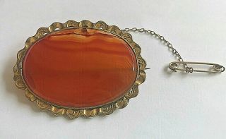 Lovely Large Antique Victorian Rolled Gold Banded Agate Brooch