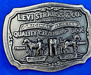 Levi Strauss Jean Company Belt Buckle Marked Levis,  Two Horse Brand