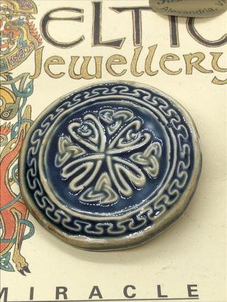 Vintage Celtic Jewellery Miracle Blue Stone Pin Brooch
