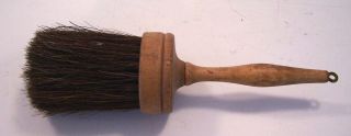 Vintage Large Round Wooden Handled Horse Hair Paint /stencil / Machinist Brush