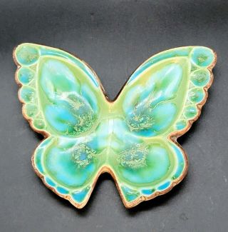 Vintage Treasure Craft California Pottery Butterfly Trinket Candy Dish Ring Tray
