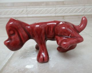Vintage Camark Art Pottery Maroon Hound Dog Figurine Lifting Leg
