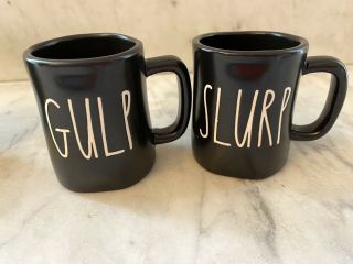 Rae Dunn Black Espresso Cups Mugs Set of 4 SIP GULP DRINK SLURP Artisan Magenta 3