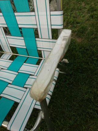 Vintage Sunbeam Folding Aluminum Chair Webbed Patio Lawn Chair Teal White NOS 3