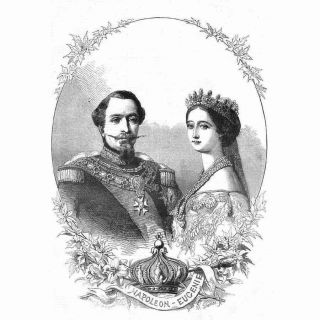 The French Emperor Napoleon And Eugenie - Antique Print 1855