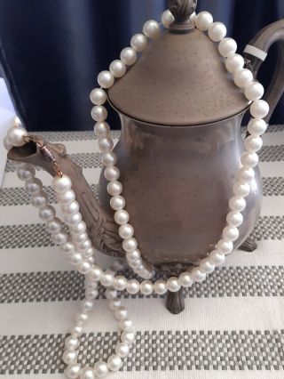 Vintage Necklace,  Imitation Pearls,  1 Cm Beads,  100 Cm Long