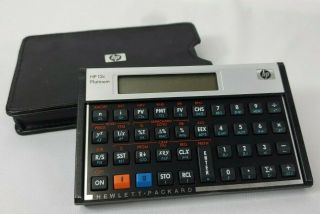 Vintage Hp Model 12c Platinum Financial Calculator & Case