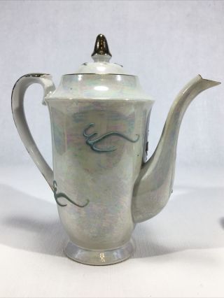 Vintage Textured Bisque Dragonware Moriage Teapot & Creamer Japan Hand Painted 3
