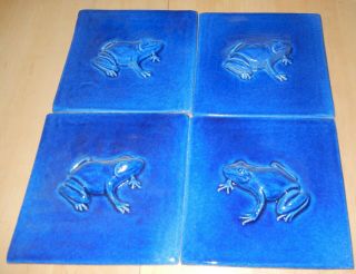 4 Royal Blue 3d Frog Tiles 8 " X 8 "