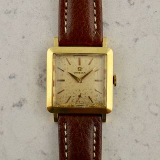 C.  1954 Vintage Omega Ref.  3976 Cal.  Ω 302 Square Watch In 18k Yellow Gold