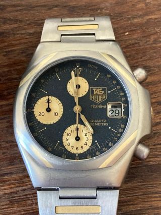 For Serious Collectors Tag Heuer Titanium & Gold Bar Chronograph Watch 25206