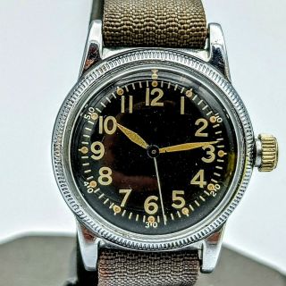 Nos Wwii Elgin A - 11 Hacking U.  S.  Military Wristwatch 16 Jewels Grade 539 1948