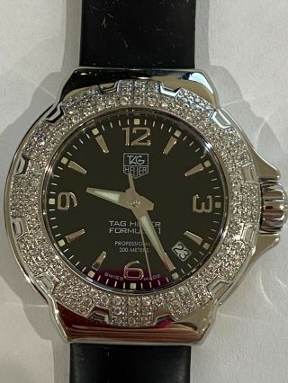Tag Heuer Formula 1 Stainless Steel Diamond Bezel Black Dial Watch Wac1214