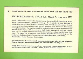 1965 SANITARIUM VETERAN & VINTAGE CAR CARD 8 1903 FORD 2