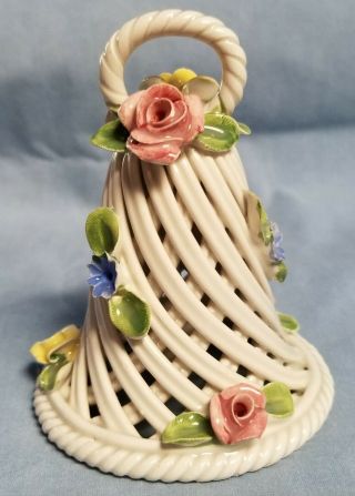 Vintage Nuova Capodimonte Porcelain Bell Flowers Savastano Made In Italy