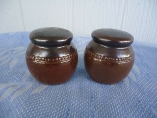 Vintage Australian Bendigo Pottery Salt & Pepper Shakers Salt Glazed