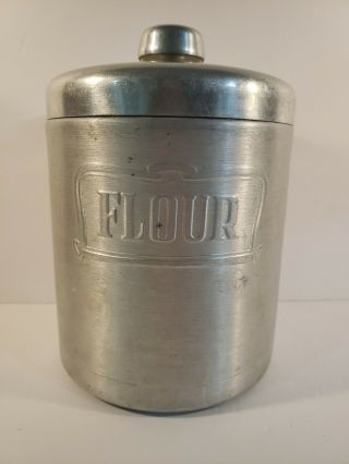 Vintage Heller Hostess Ware Spun Aluminum Flour Canister 9 " Made In Italy