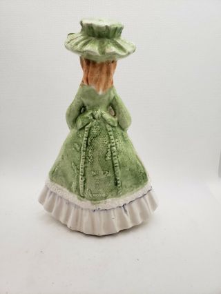 Vintage Ceramic Girl Figurine with flowers green dress Artmark Made in Japan 2